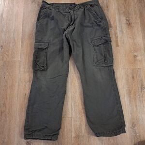 Smith's Workwear Army Green Olive Fleece Lined Cargo Pants Men's Size 38"X30"